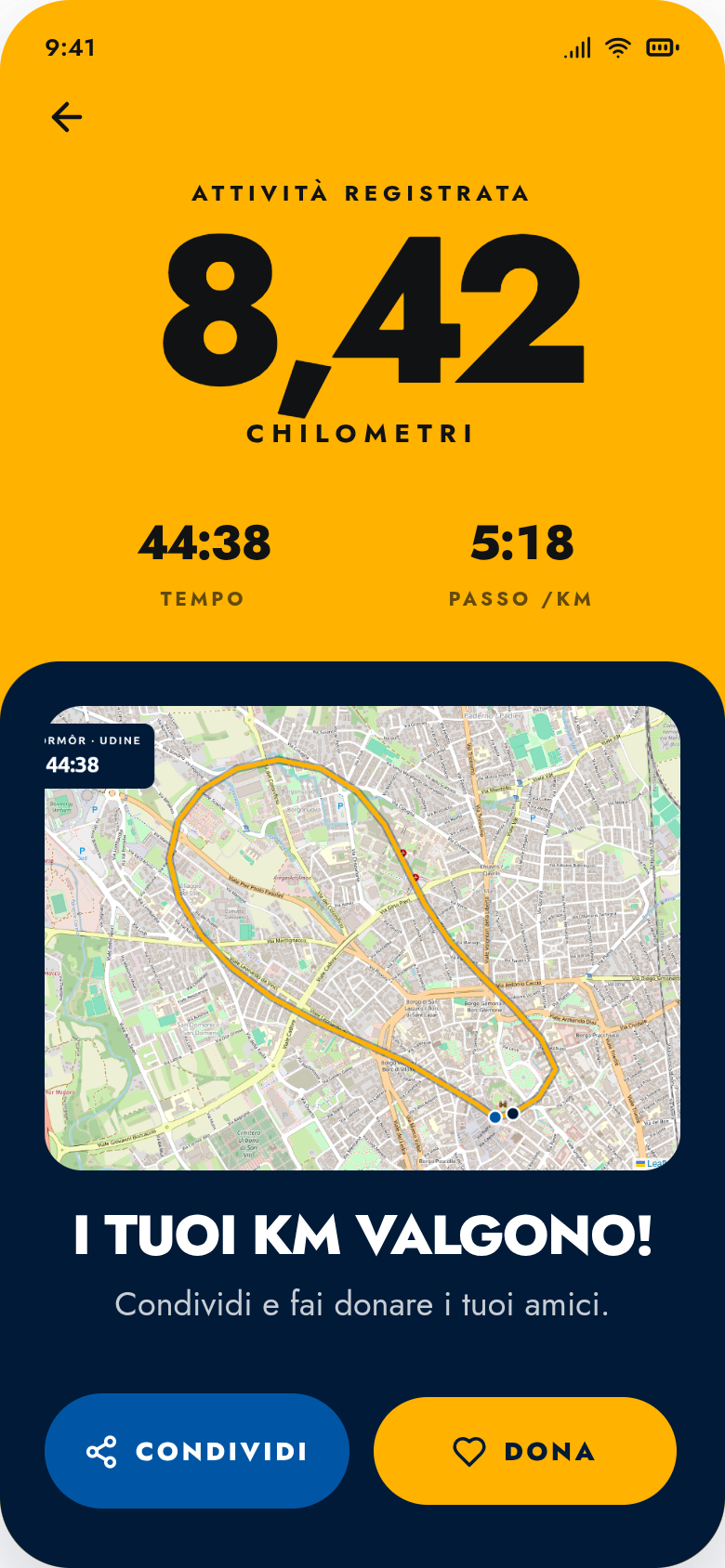 Schermata dell’attività conclusa